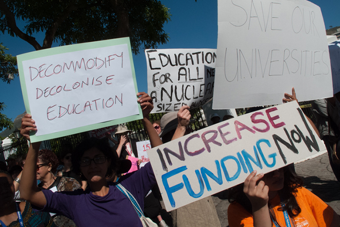 Students, academics, university staff and parents came together outside Parliament to join the call for government intervention in the national university fees crisis.