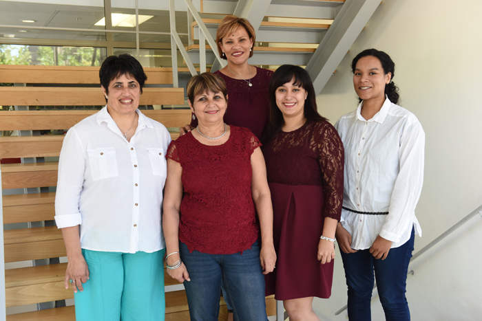 Busy bees Vanessa Chitter, Heather Johnson, Anthea Williams, Jodee Arendse, and Nicole Forbes, from the Office of the Deputy Registrar.