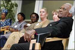 Peacemaker: Archbishop Emeritus Desmond Tutu listens to the stories of women, black and white, who lost loved ones during apartheid