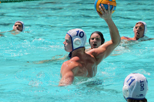 <b>Water world:</b> Chris Baker, pictured here about to make a pass, will be one of four UCT water polo players carrying their country's ambitions on their shoulders at the Commonwealth Games in Glasgow later this year.