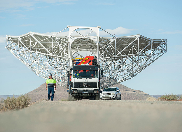 Construction of the MeerKAT antenna. Image courtesy of SKA South Africa.