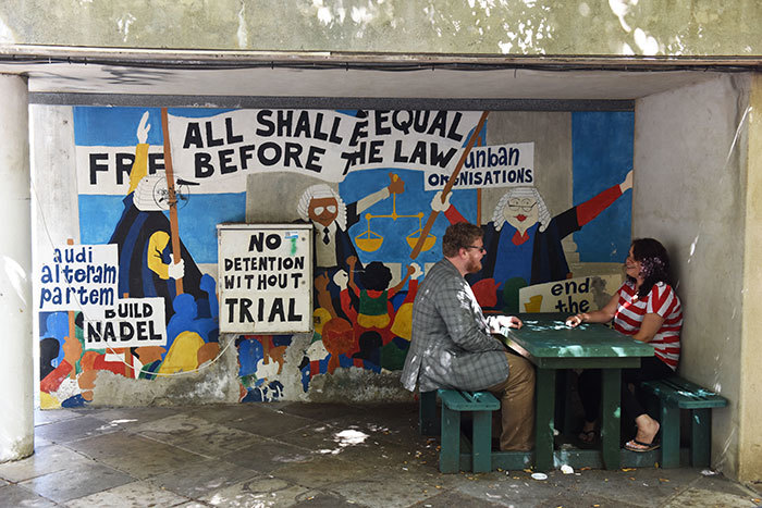 A UCT mural designed by engineer Mike Merrifield and painted by keen young lawyers in the 1980s.