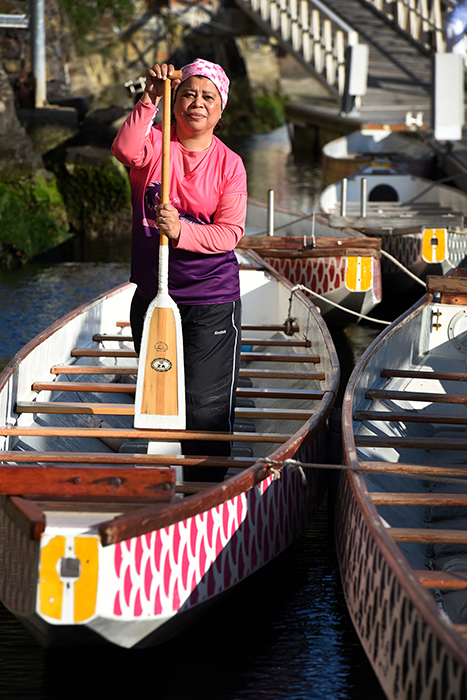 In the same boat: Dragon-boat racer Waleda Salie of the amaBele Belles, South Africa’s only crew of breast cancer survivors. In 2006, the Pink Paddlers, the first World Championship for Breast Cancer Survivors, was held in Singapore.