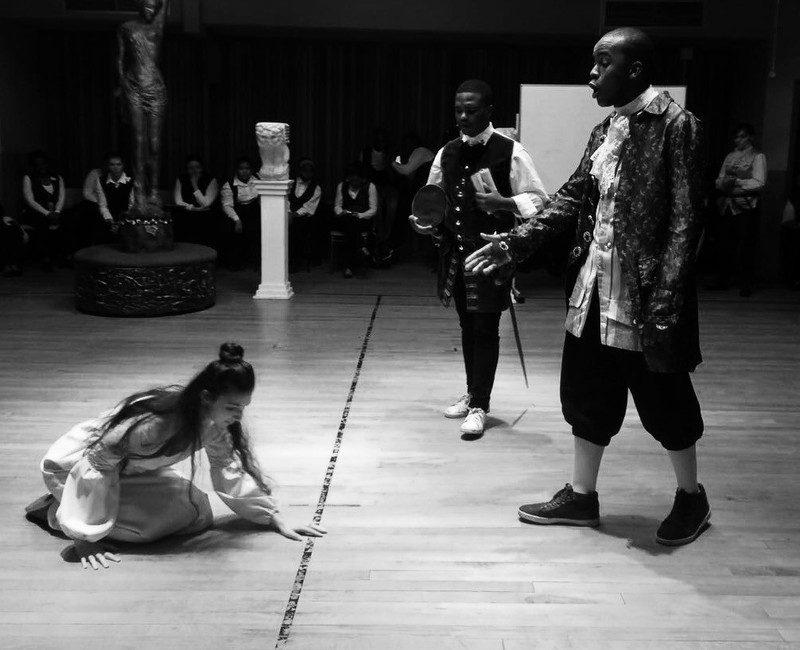 Denira Coleman (floor), Luvuyo Mbundu (centre) and Ongama Mhlontlo (right) in La Serva Padrona. Photo Elisabeth Manduell.