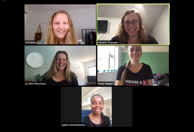 Online meetings became part of a new way-of-working during lockdown. Pictured here, the UChoose-A-Star team including Doctors Christina Balle (first author), Iyaloo Konstantinus, Anna-Ursula Happel, A/Profs Heather Jaspan and Jo-Ann Passmore.