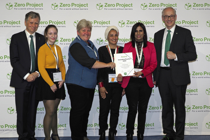 Members of Inclusive Practices Africa receiving the Zero Project award.