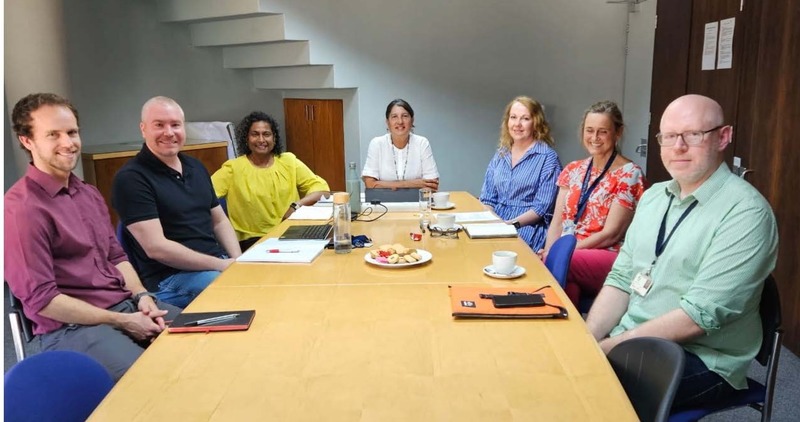 Group photo of CRI Awards recipients. From left to right: Dr David Richardson; Associate Professor Willem Stassen; Professor Jennifer Moodley; FHS Deputy Dean of Research, Professor Sharon Prince, Associate Professor Estelle Verburgh, Professor Jeannette Parkes; Dr Brendon Price.