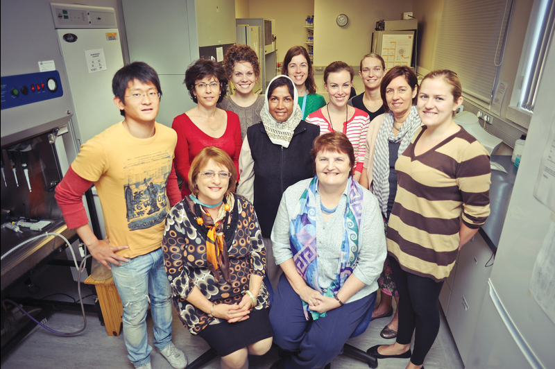 Team talk: (From left, back) Drs Lauren Watson, Melissa Nel, and Robyn Rautenbach. (Middle) Dennis Lin, Prof Jeanine Heckmann, Dr Robea Ballo, Danielle Smith, Dr Liz van der Merwe, and Esther van Heerden. (Front) Profs Jacquie Greenberg and Sue Kidson.