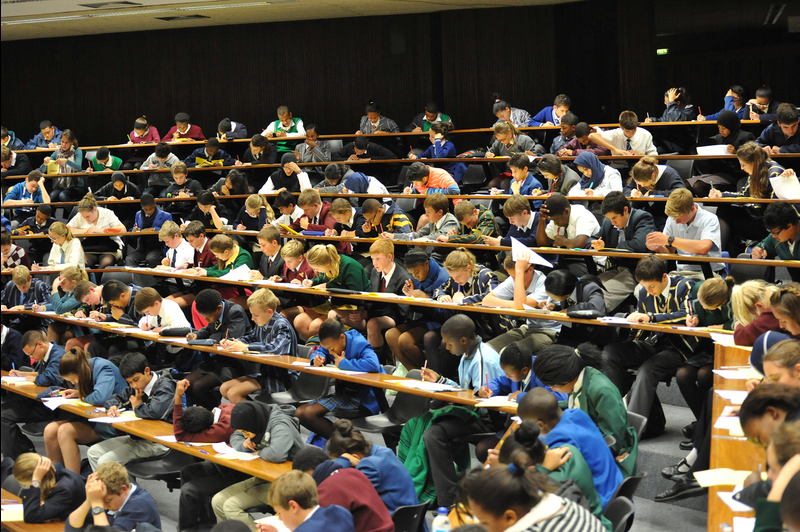 Brains in gear: Learners grapple with the conundrums in LS2A, one of 70 venues around Upper Campus that was filled with competitors.