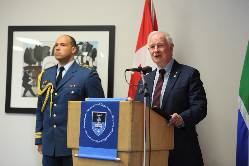Heads and hearts: David Johnston, Governor-General of Canada, delivering his keynote address at a recent UCT panel discussion on international education and science collaboration.