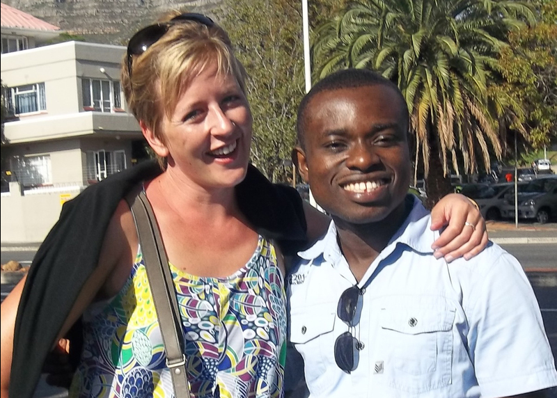 Alumnus and voluntary 'tour guide', Zani MÃ¼ller with PhD student Chijioke Nwosu.