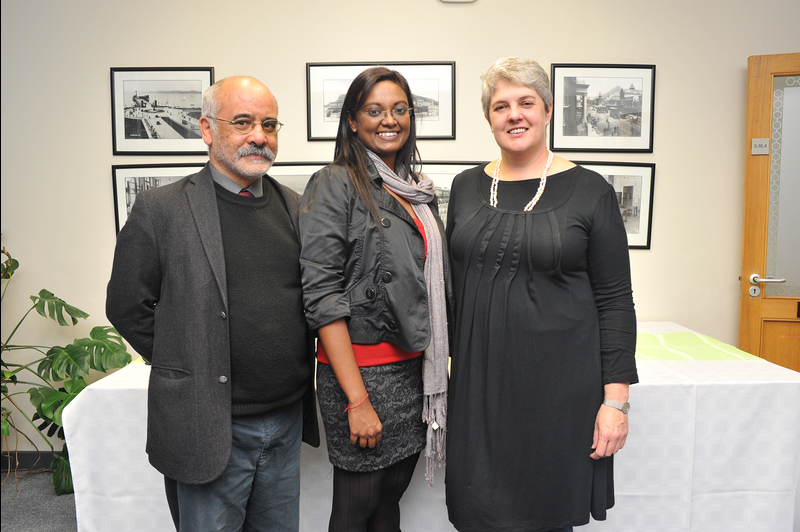 Red gown beckons: Prinessa Chellan (centre) seen here with Deputy Vice-Chancellor Professor Crain Soudien (left) and Professor Susan Bourne, will graduate with a PhD in Chemistry in June.