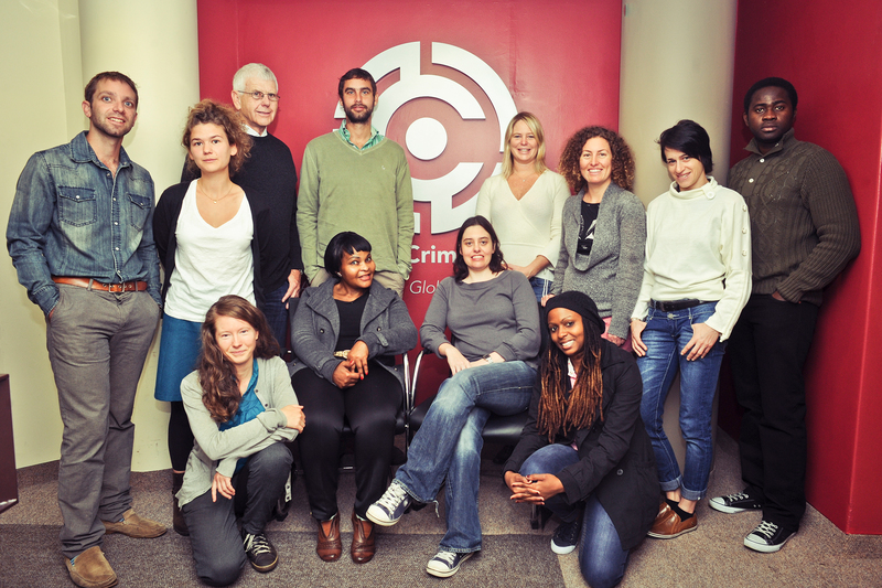 Standing from left to right: Tom Herbstein, Antonia Sutter, Prof Clifford Shearing, Saul Roux, Dr Samantha Petersen, Maria Honig, Dr Lorena Pasquini and Oluwole Akinyeye. Sitting/kneeling from left to right: Teresie Hommersand, Vivienne Toleni, Emma Smith and Wambere Nyagah. Absent: Dr Deon Nel, Cameron Holley and Prof Jan Froestad.