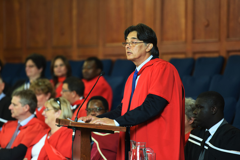 Guest speaker Prof Heinz Klug urged law and health sciences graduands to “do no harm” but to protect the rights and dignity of all they serve in society.