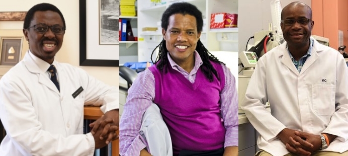 ​​​​​​​Professor Bongani Mayosi, Dr Mohlopheni Jackson Marakalala and Professor Kelly Chibale won a Platinum, Silver and Gold Medal, respectively, at the SAMRC Scientific Merit Awards 2016.