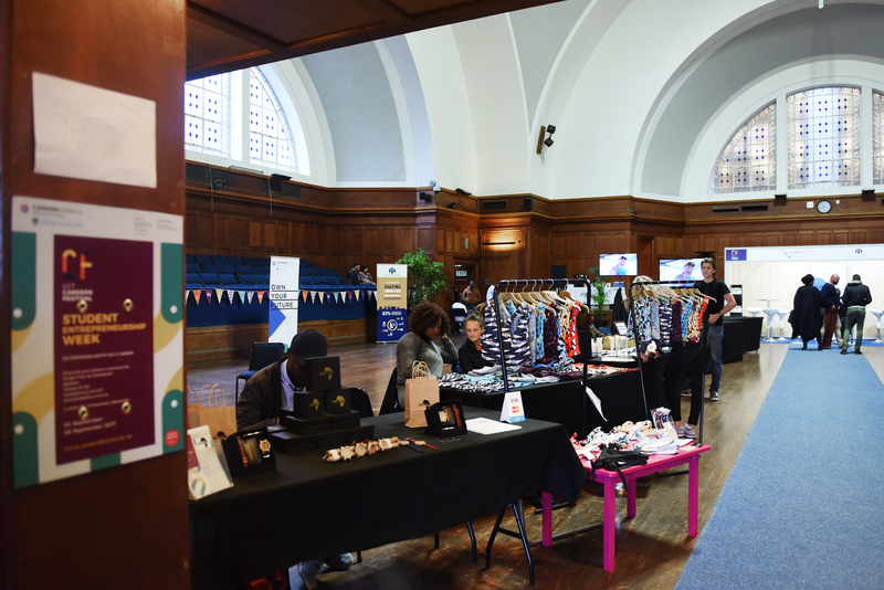 Students promote their wares at the Entrepreneurship Marketplace during the new Student Entrepreneurship Week. 