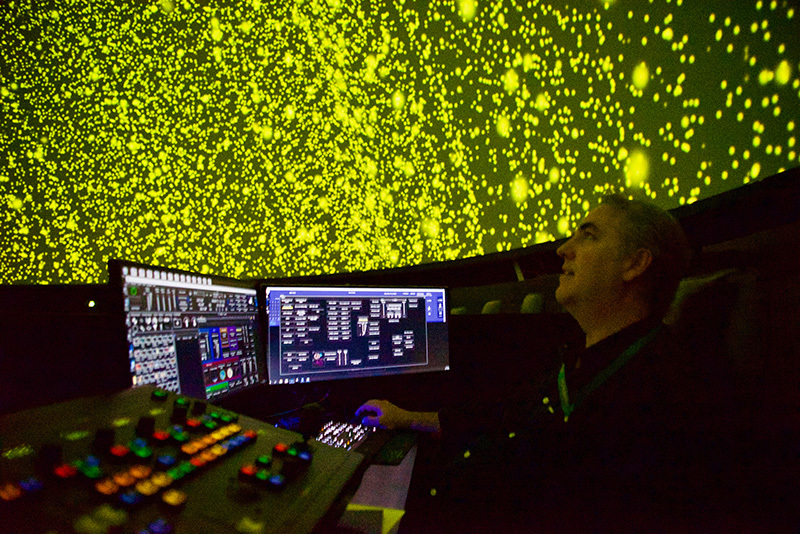 Prof Tom Jarrett, holder of the SARChI Chair in Astrophysics and Space Science at UCT, guiding a tour of the universe at the Iziko Planetarium and Digital Dome.