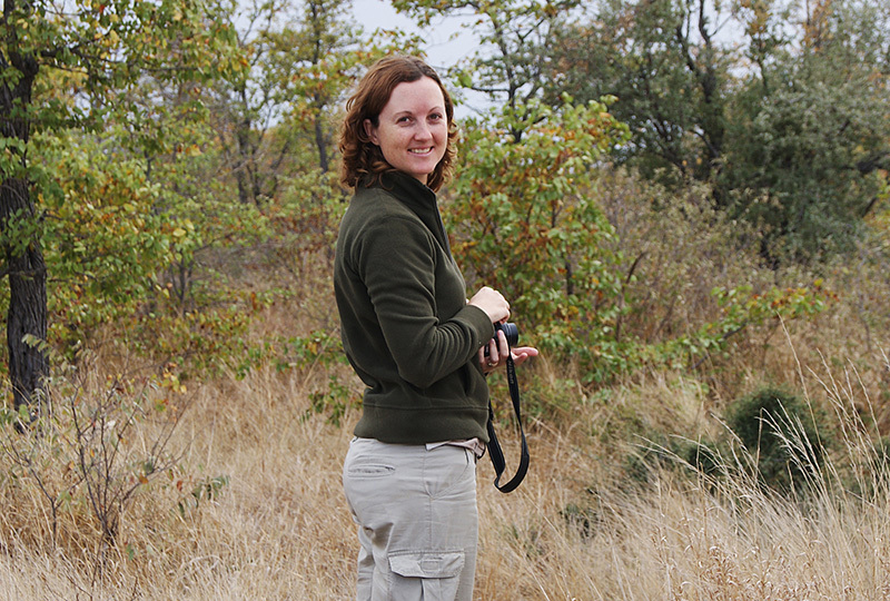 FitzPatrick Institute of African Ornithology PhD graduand Kate Carstens in the field, collecting data on Southern Ground Hornbill. Photo Supplied.