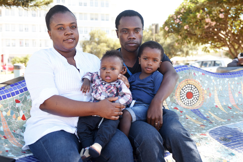 Dr Nicholas Thomford with his wife, Joana Twum, and sons Roland and Nicholas junior. Thomford will graduate with his PhD on 5 May. Photo Robyn Walker.