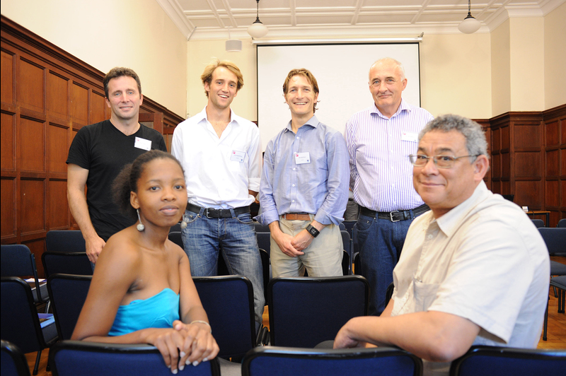 Supporting sustainable development: Ziningi Madonsela's Potter Foundation Fellowship Seminar tackled sustainable development. Pictured at the seminar were (front) Ziningi Madonsela and Tony Brutus, and (back) Andy le May, Luke Metelerkamp, Alan Matthews and Tom McLaughlin.