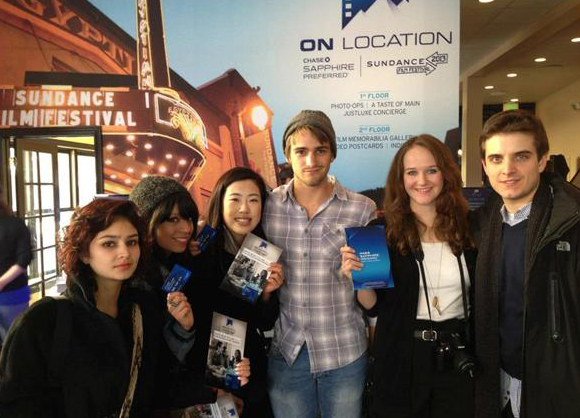 Silver screen: UCT students Katey Carson (second from right) and Dylan Bosman (third from right) at the Sundance Film Festival in Los Angeles, where their short films were screened.