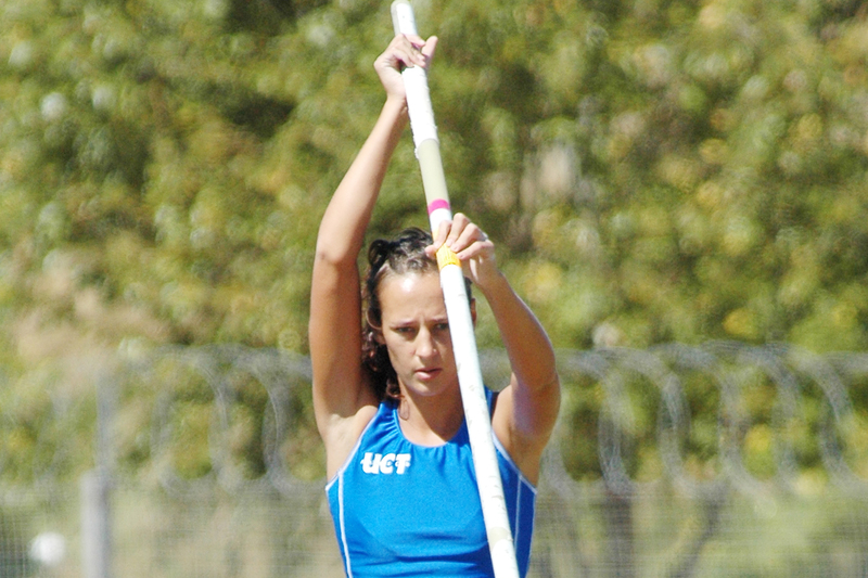 Hard day's work: Sylma Jordaan couldn't quite get her run-up right, but still took gold in the pole vault event at a WP senior meeting.