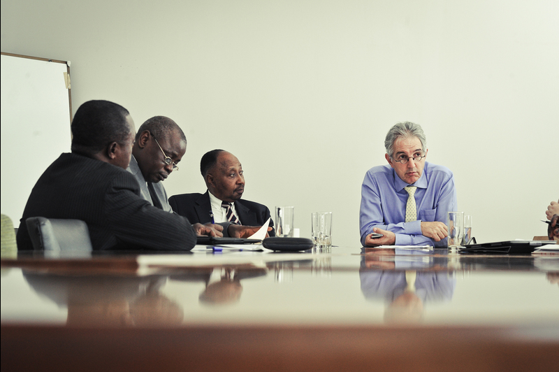 African links: UCT executives recently met with representatives of the University of Cape Coast, Ghana. Photographed here are (from left) Caxton Oduro-Donkor (director of finance), Prof Stephen Kendi (dean of the Faculty of Social Sciences), DVC Prof Thandabantu Nhlapo and VC Dr Max Price.