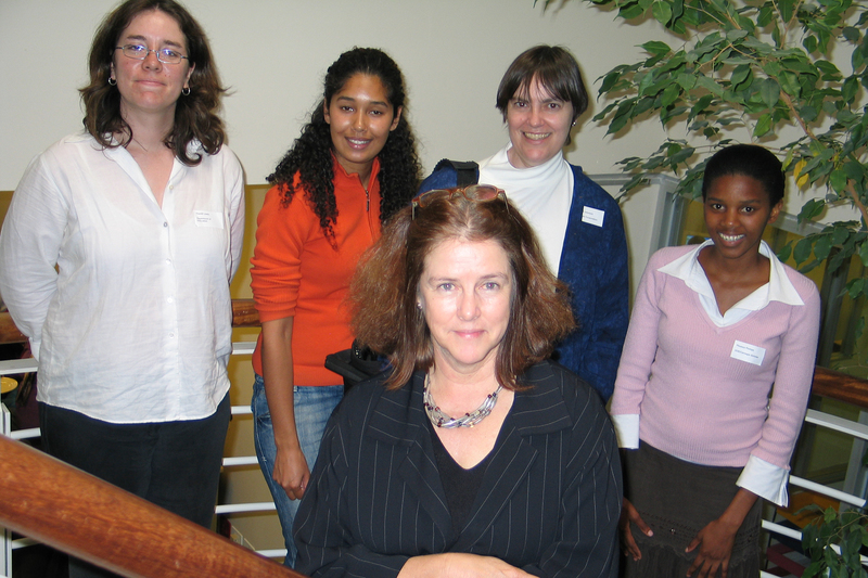 Helping hand: Prof Nan Yeld (front), Dean of CHED, with (from left) Thandi Lewin (Department of Education), honours student Tessa Campbell (human genetics), Andrea Johnson (Carnegie Corporation of New York), and honours student Phumza Phillips (infectious diseases and immunology).