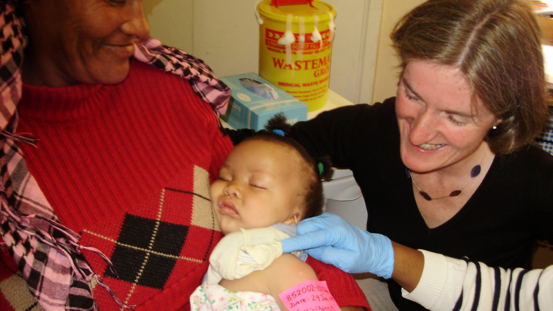 SATVI trial: Prof Helen McShane of Oxford University with one of the first babies enrolled in the TB candidate vaccine trial in the Western Cape. (Picture:Michele Tameris.)