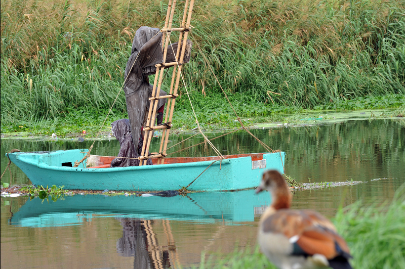 Turning the tide: A representation of the Grim Reaper warns the public of the plight of the Black River. 