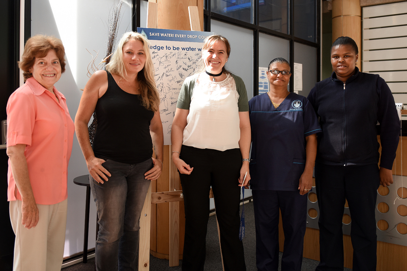 Water-wise staff at ICTS include (from left) Jenny Dixon, Niki McQueen, Jenny Wood, Maureen Williams and Bukelwa Mapongwana.