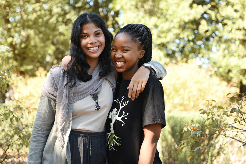 Fatima Mohamed (left) and Refilwe Mofokeng, two members of the GCI committee, speak to the societyʼs efforts to promote water sensitivity and sustainability at UCT. 