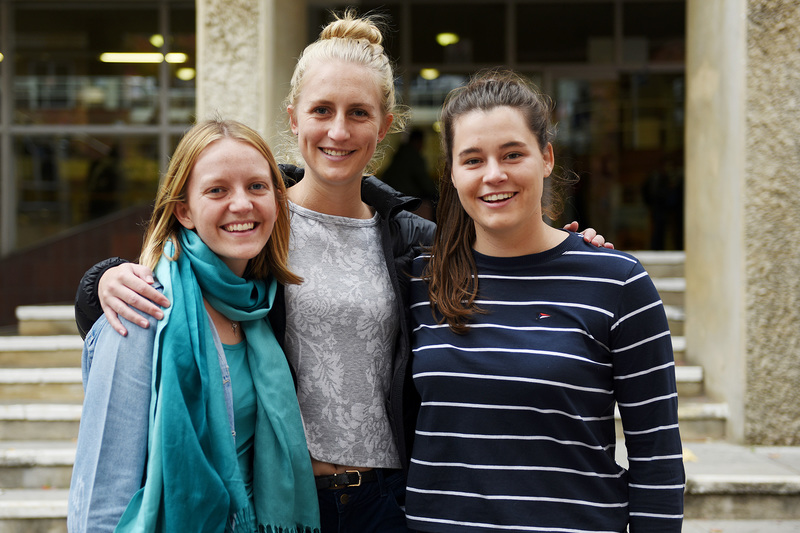 (From left) Nicky Duncan, Julia Masureik and Teegan Isola investigated how fresh water could be supplied to individual dwellings in the informal settlement of Imizamo Yethu.