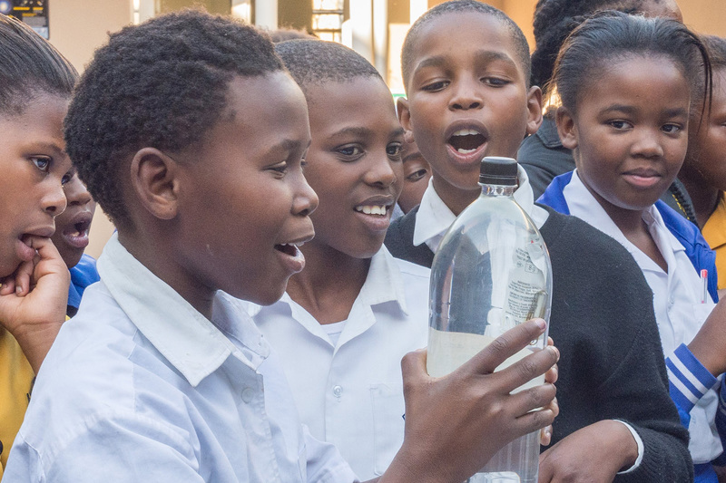 Learners from Molo Mhlaba Primary School in Khayelitsha were fascinated by the home-made divers in water bottles, which sank or rose in response to isiXhosa commands.