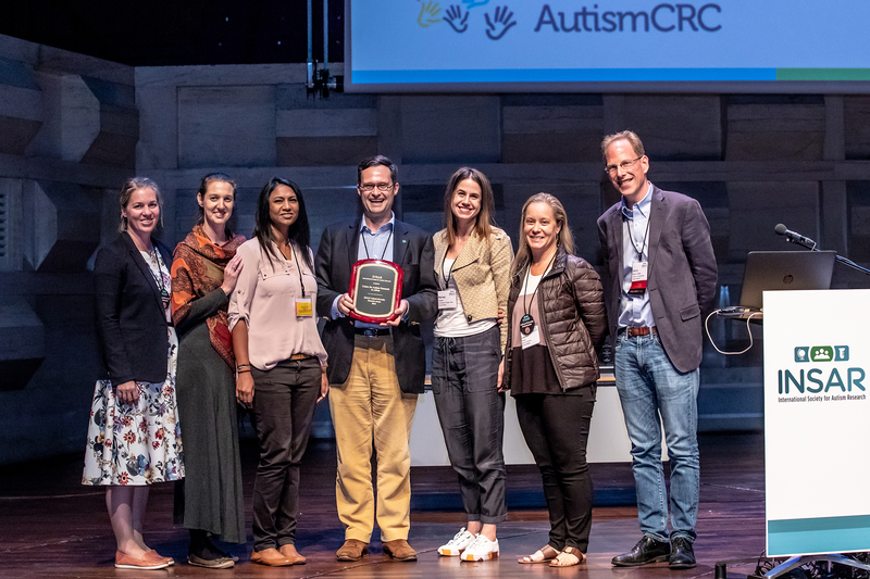 Prof de Vries (centre) with members of CARA and Prof Simon Baron-Cohen (right), President of INSAR, at the Award Ceremony in the Netherlands.