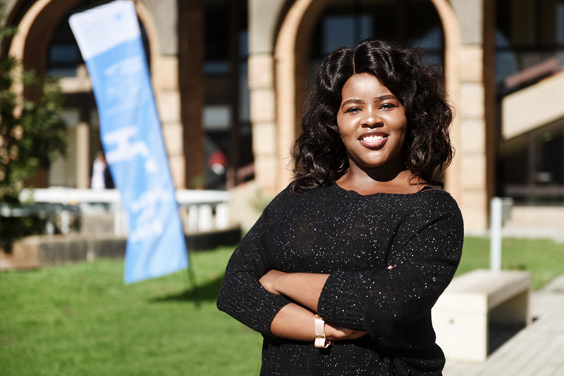 Student leader and entrepreneur Sarina Mpharalala encourages students to strive for success, and to use difficult times as opportunities for growth. <b>Photo</b> Robyn Walker.