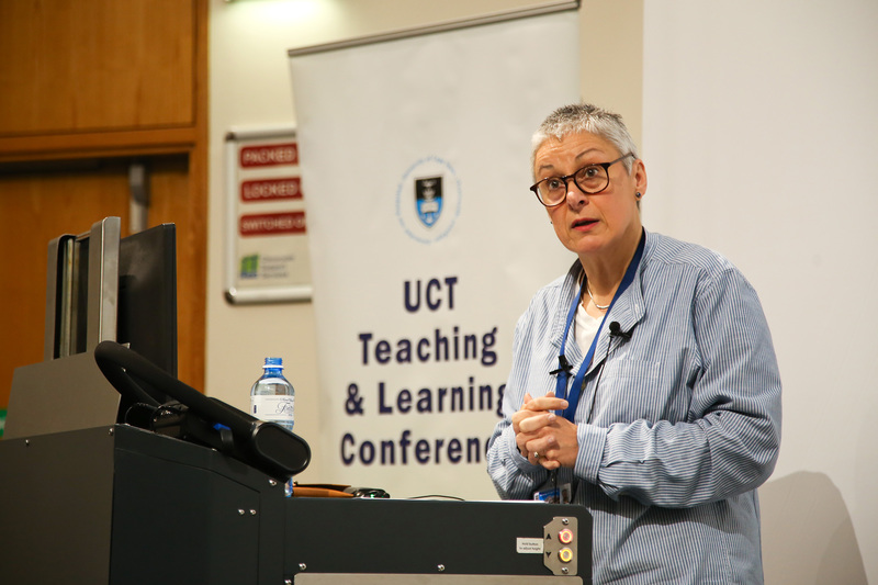 DVC Assoc Prof Lis Lange delivers the opening address at the 2018 Teaching and Learning Conference with its theme ‘Care. Connect. Create.’