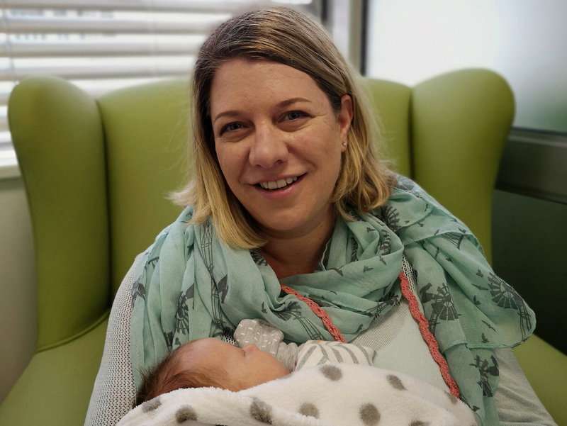 Doctor Lyndall Gibbs, a paediatrician working at Red Cross Children’s Hospital prepares to breastfeed her new-born baby.