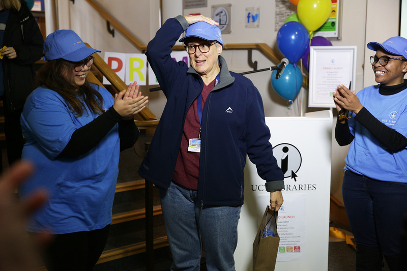 Deputy Vice-Chancellor Assoc Prof Lis Lange at the launch of Primo, UCT Libraries’ one-stop, on the go, cloud-based, multiplatform search tool. She is in the company of Libraries staff Tamzyn Suliaman (left) and Andiswa Mfengu.