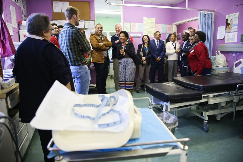 A fourth-year UCT medical student has his audience, including VC Prof Mamokgethi Phakeng (centre) enthralled as he shares his experience of delivering his 15th baby earlier that morning at the Hanover Park Community Health Centre.
