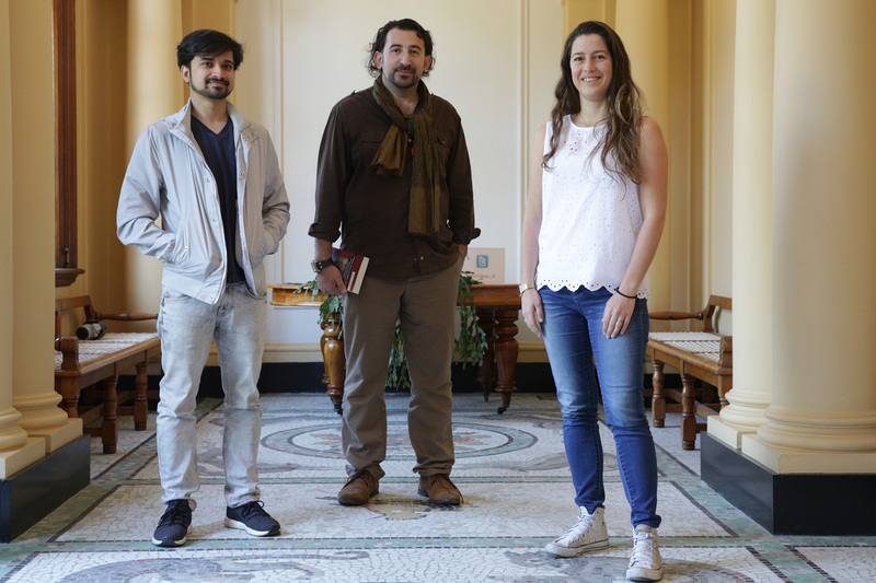 Researchers with the Re-Centring AfroAsia Project and part of the Ife & Bilal: Songs on a Journey ensemble are (from left) Mark Aranha, Halim Gencoglu and Bronwen Clacherty.