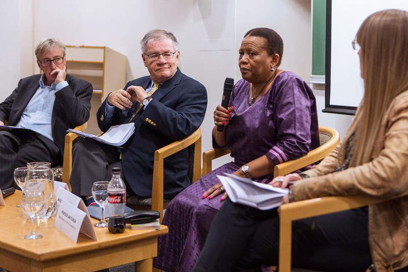 Panellists (from left) Peter Carter QC; Judge Dennis Davis; Pansy Tlakula, chairperson of the office of the Information Regulator; and Prof Jane Duncan.