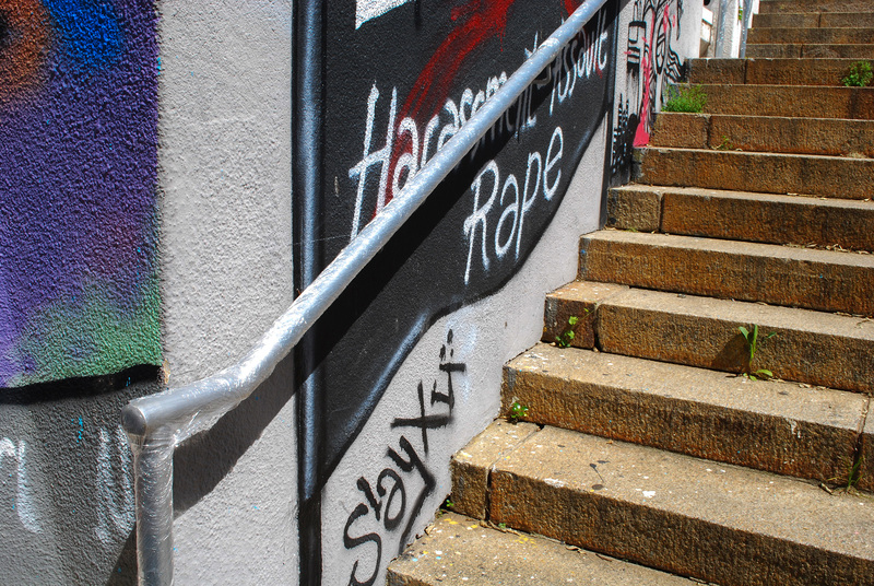 Groups working with cling film and tape connected with viewers by &ldquo;leaving a trace in the environment&rdquo;. The disappearance of the work under Rhodes Drive echoed the invisibility of the issue of gender-based violence in South Africa. <b>Photo</b>&nbsp;Carla&nbsp;Meyer.