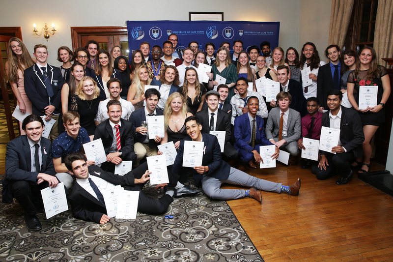 Winners of sporting awards at the annual Sports Awards Dinner celebrate their successes.