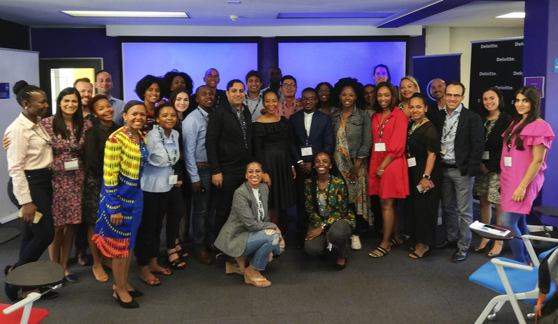 VC Prof Mamokgethi Phakeng (centre) with the YGLs. Dr Martyn Davies (third from right) is managing director of Emerging Markets & Africa at Deloitte, one of the corporate sponsors, with Liberty, of the event.