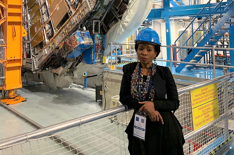 VC Prof Mamokgethi Phakeng is dwarfed by some of the world’s largest and most complex scientific instruments at CERN in Switzerland.