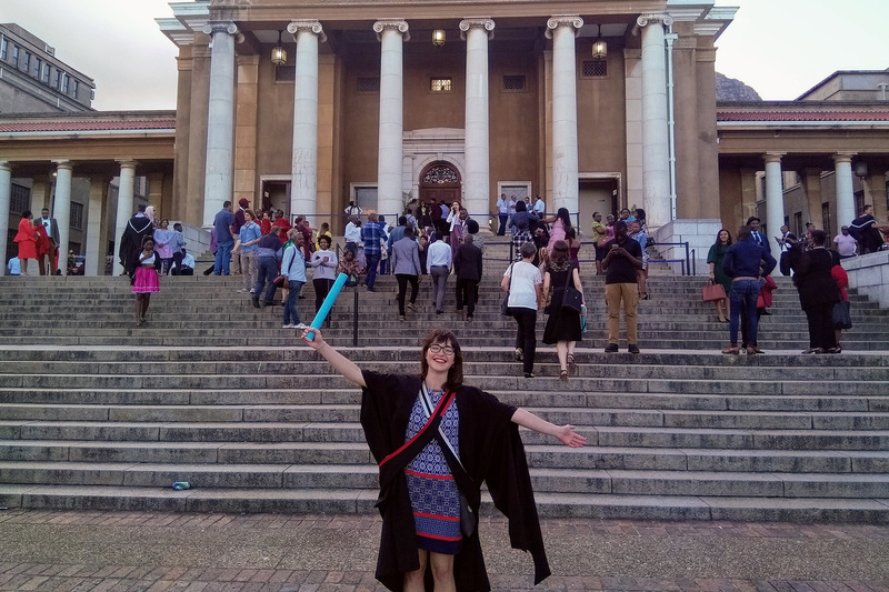 Kira Düsterwald celebrates after graduating with her intercalated degree in medicine and science at UCT last year. 