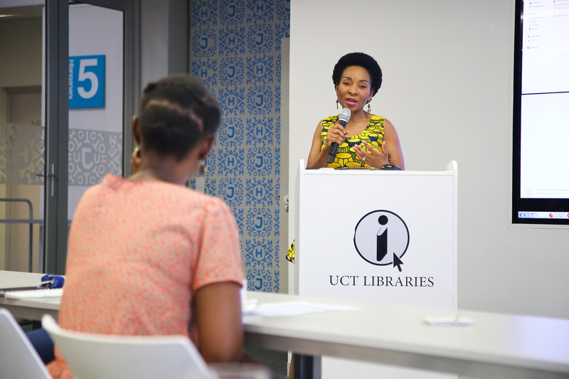 VC Prof Mamokgethi Phakeng welcomes participants at the start of UCT Libraries’ Open Data Day.