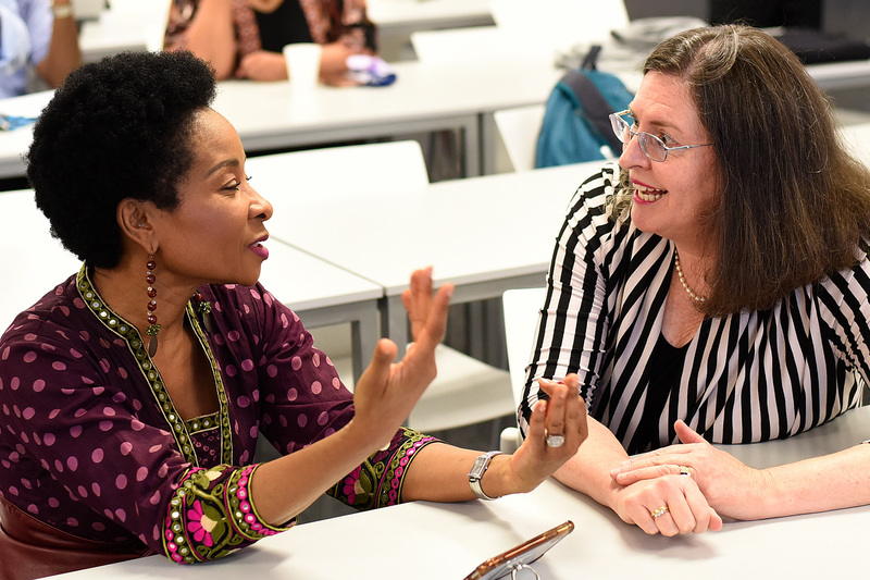 UCT VC Prof Mamokgethi Phakeng and associate professor and UNESCO Chair for Open Education and Social Justice, Cheryl Hodgkinson-Williams, ahead of the Open Education Seminar.