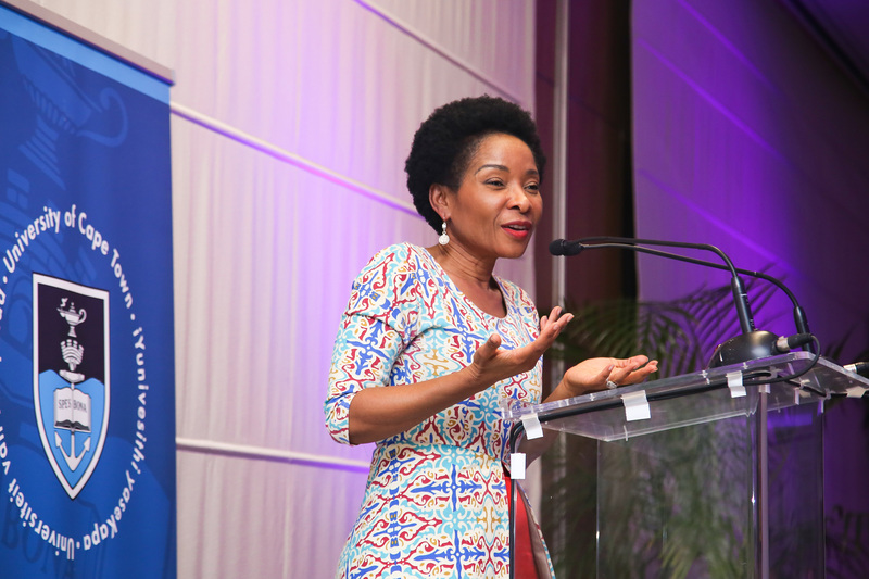 VC Prof Mamokgethi Phakeng addresses deans, deputy deans, heads of department and other guests at the HoD dinner at the Vineyard Hotel. 